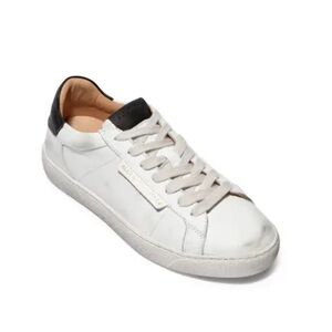 All Saints White Sneakers With Black Leather Accents